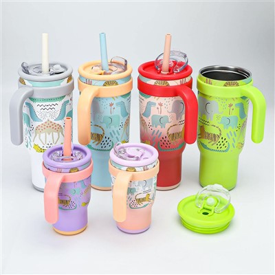 40 oz tumbler cu mâner și paie